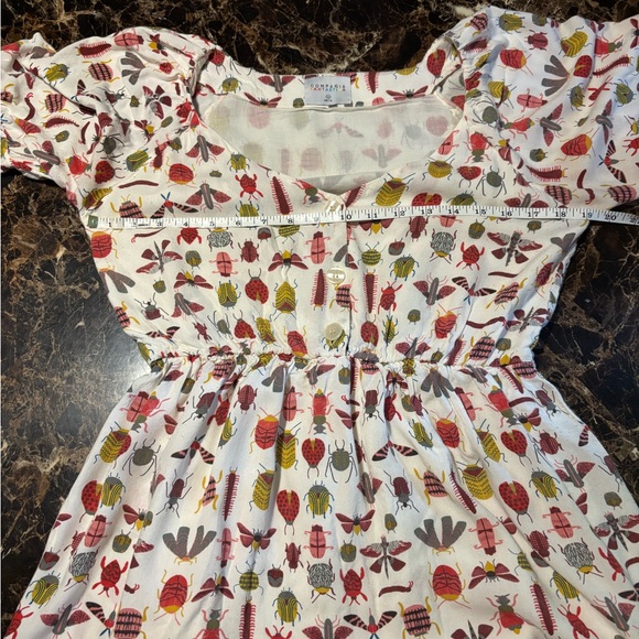 Compania Fantastica Dress Size M Bug Insect Print Short Sleeve Button Novelty - Picture 4 of 5